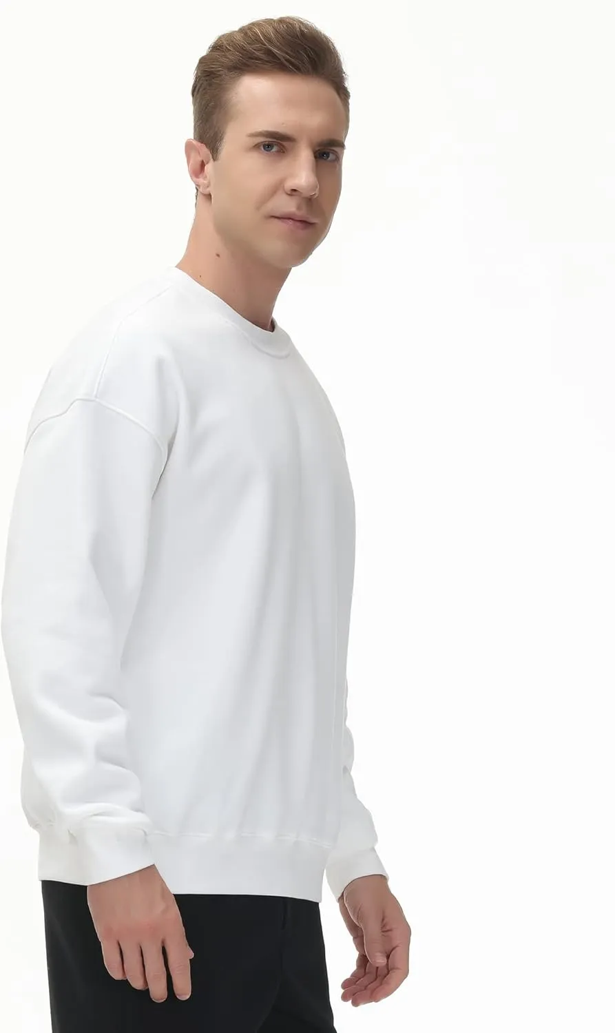 THE GYM PEOPLE Men's Fleece Crewneck Sweatshirt Thick Loose fit Soft Basic Pullover Sweatshirt