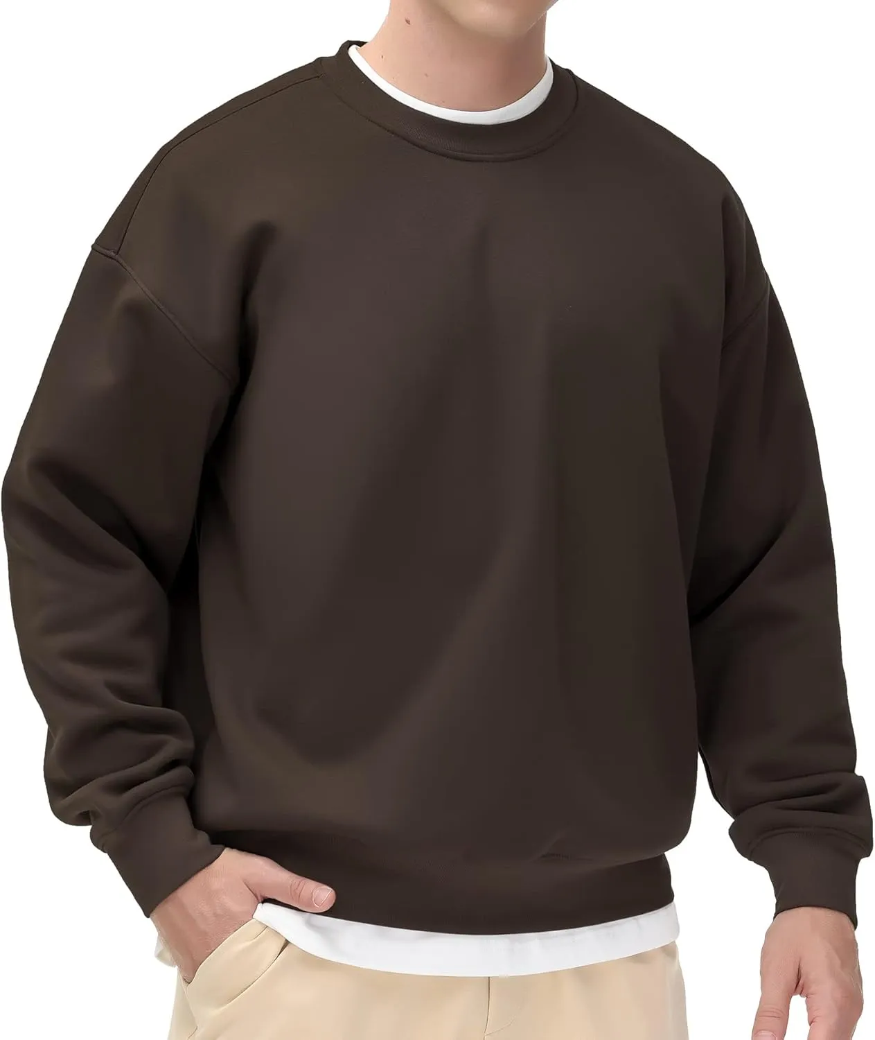 THE GYM PEOPLE Men's Fleece Crewneck Sweatshirt Thick Loose fit Soft Basic Pullover Sweatshirt