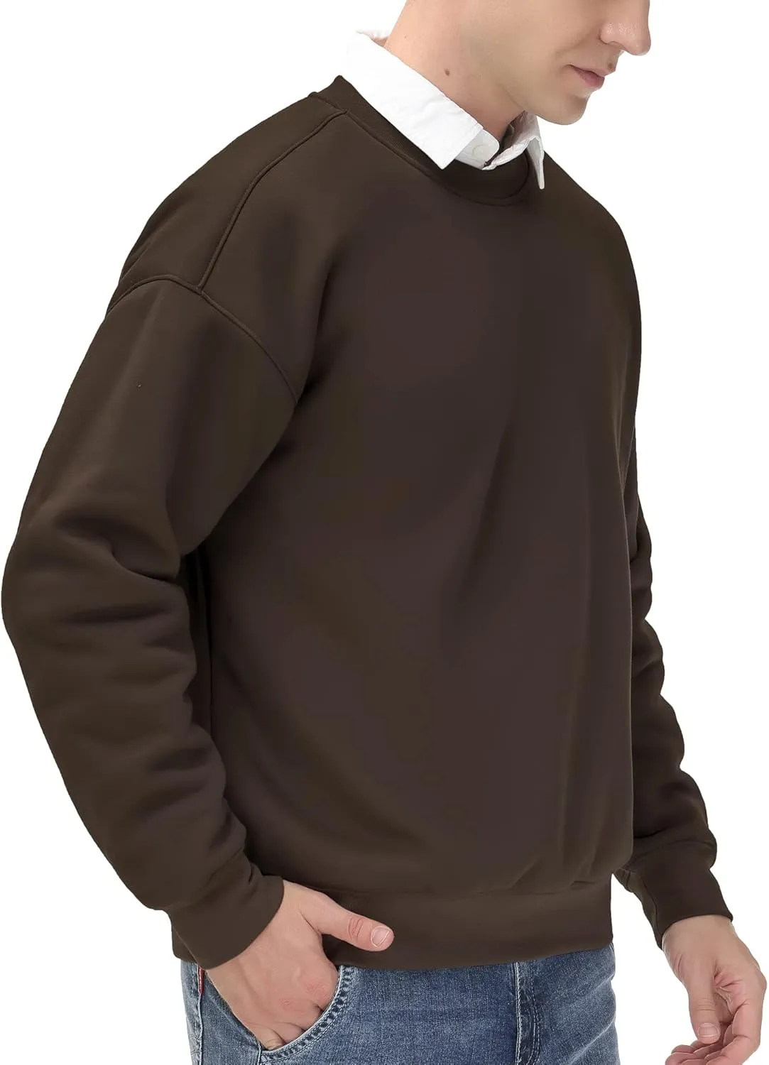 THE GYM PEOPLE Men's Fleece Crewneck Sweatshirt Thick Loose fit Soft Basic Pullover Sweatshirt