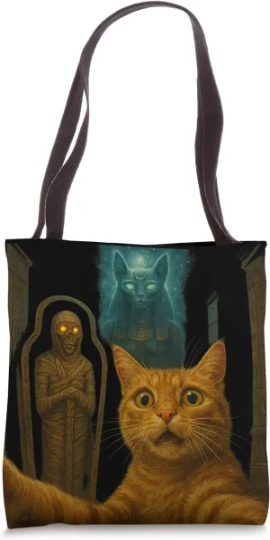 The Meowmy Awakens Cat Selfie at the Tomb of Bastet Tote Bag