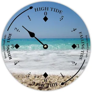 Tide Clock with High and Low Tide Stone and Beach Wall Wooden Moon Tidal Clock Ocean Time Coastal Clock Nautical Tide Movement Clock for Beach House Deck Board