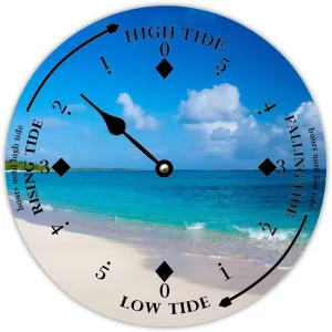 Tide Clock with High and Low Tide The Sunny Day and Beach Wall Wooden Moon Tidal Clock Ocean Time Coastal Clock Nautical Tide Movement Clock for Beach House Deck Board