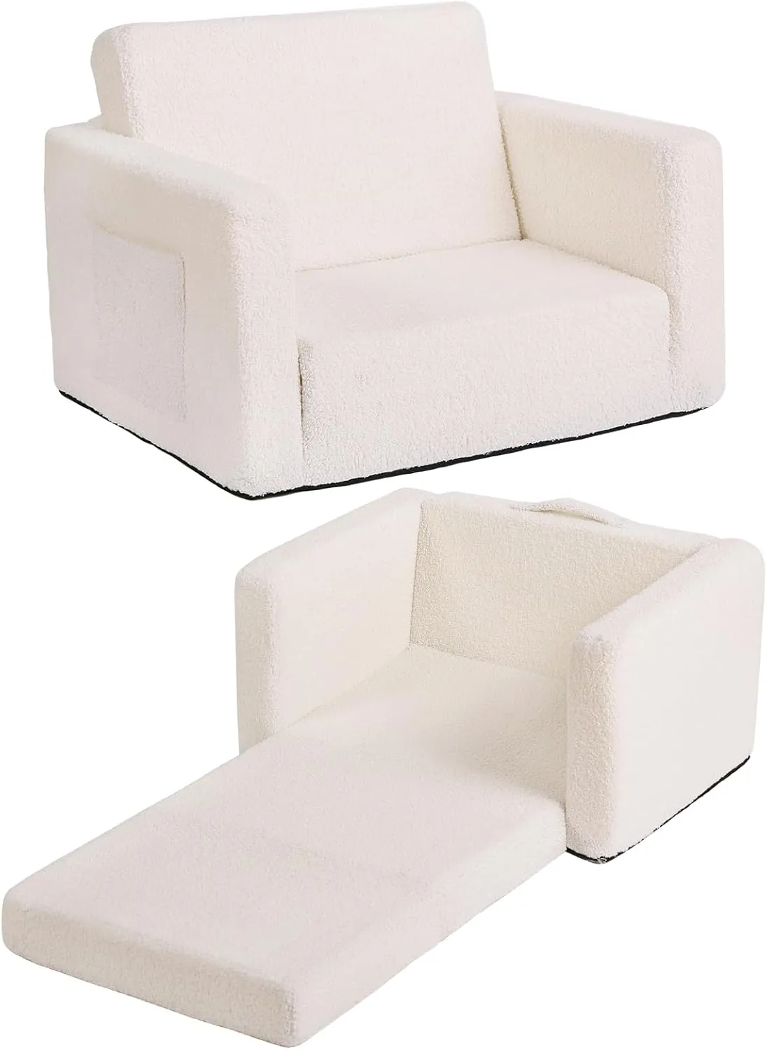 Tiita Kids Sofa, 2-in-1 Toddler Chair, Convertible Children Couch to Lounger, Flip Out Kid Sofas Chair, Toddler Armrest Chairs Bed, Folding Kids Play Sofa for Girl or Boy (Beige)