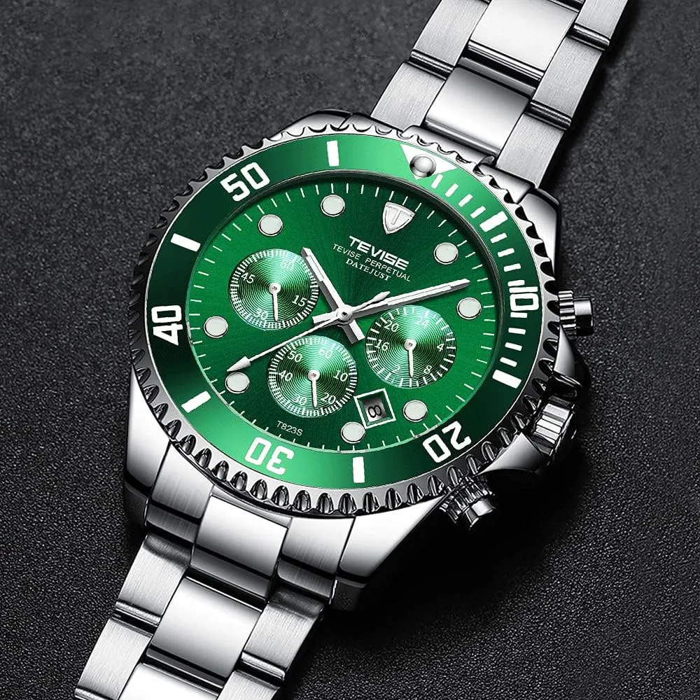 Tiong Mens Watches Automatic Date Quartz Stainless Steel Watch Chronograph Business Fashion Wrist Watches for Men