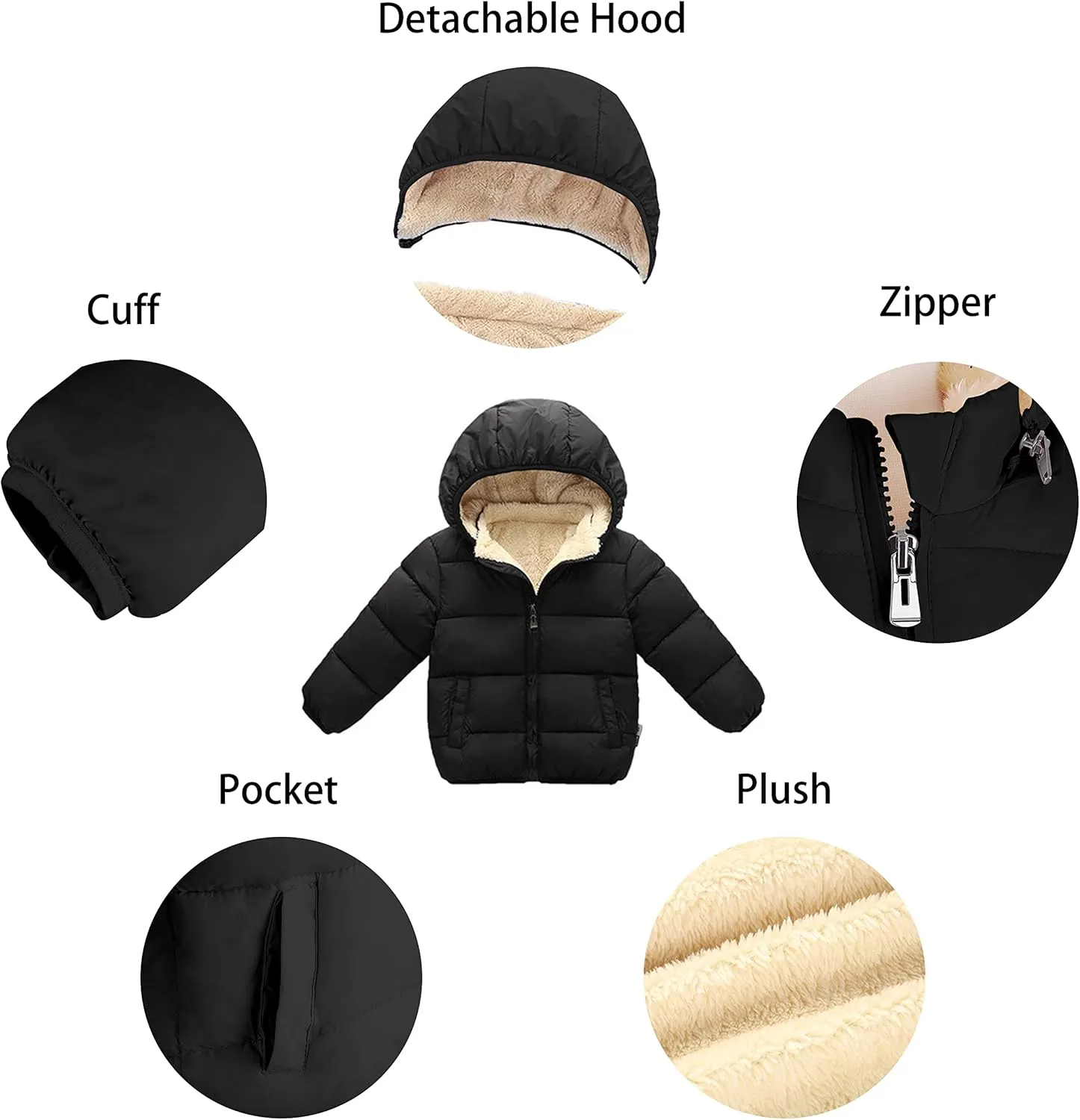 Toddler Baby Hooded Down Jacket Boys Girls Kids Thicken Warm Winter Coat Outerwear 1-7t