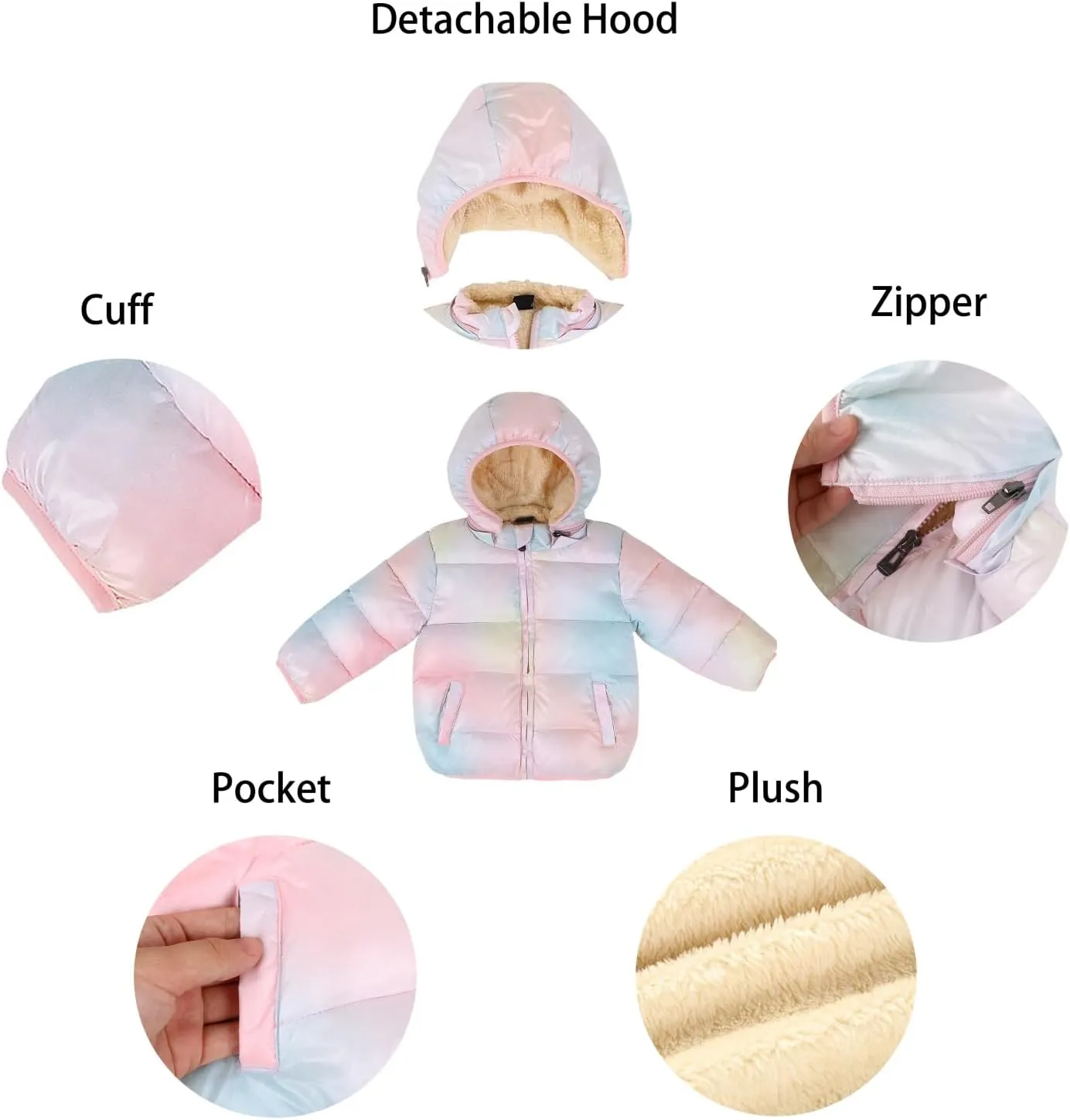 Toddler Baby Hooded Down Jacket Boys Girls Kids Thicken Warm Winter Coat Outerwear 1-7t