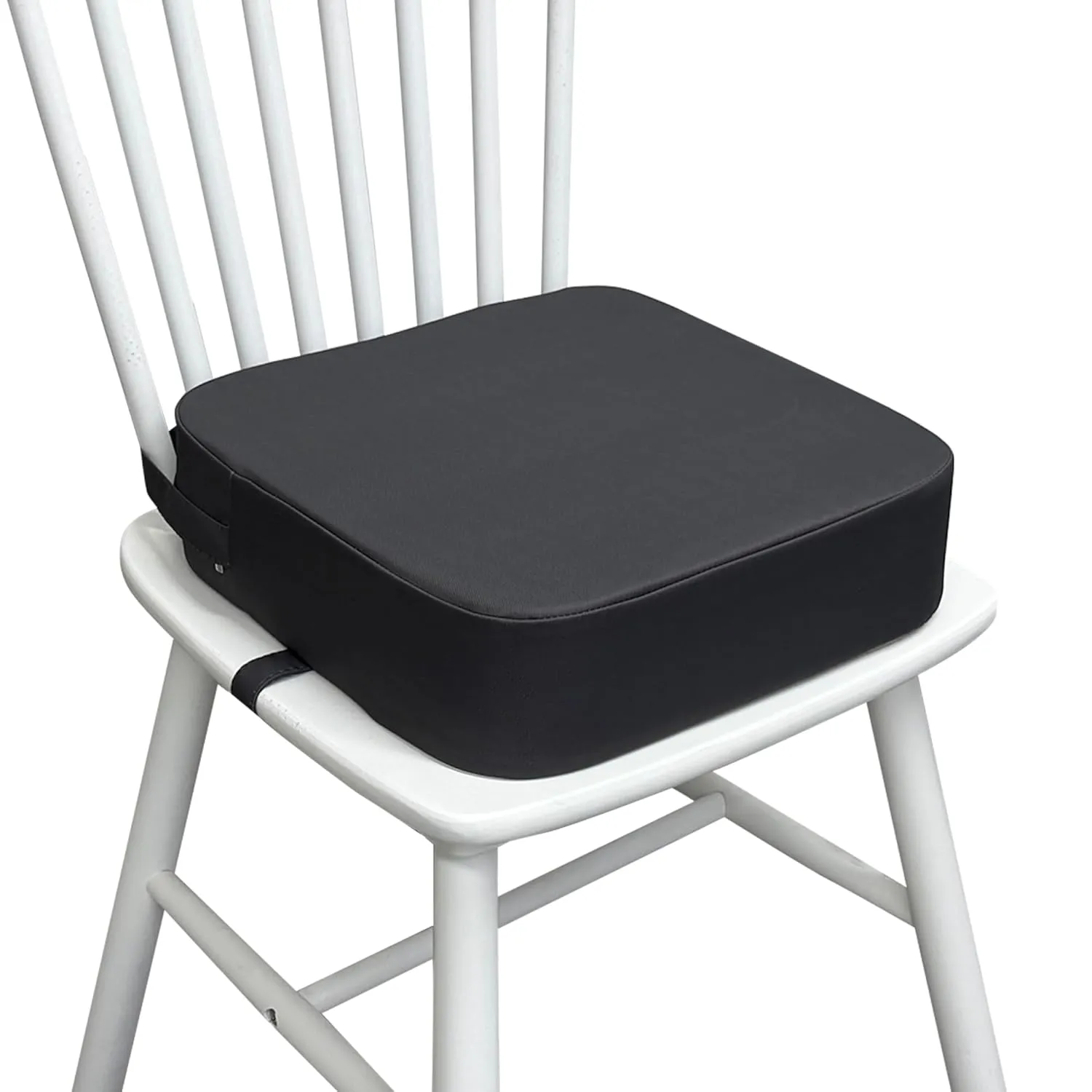 Toddler Booster Seat for Kitchen Chair, 3.5" Oxford Foam Cushion, Non-Slip Base, Adjustable Straps, Portable Dining Booster for Self-Feeding Toddlers at Home or on The Go (Dark Grey)