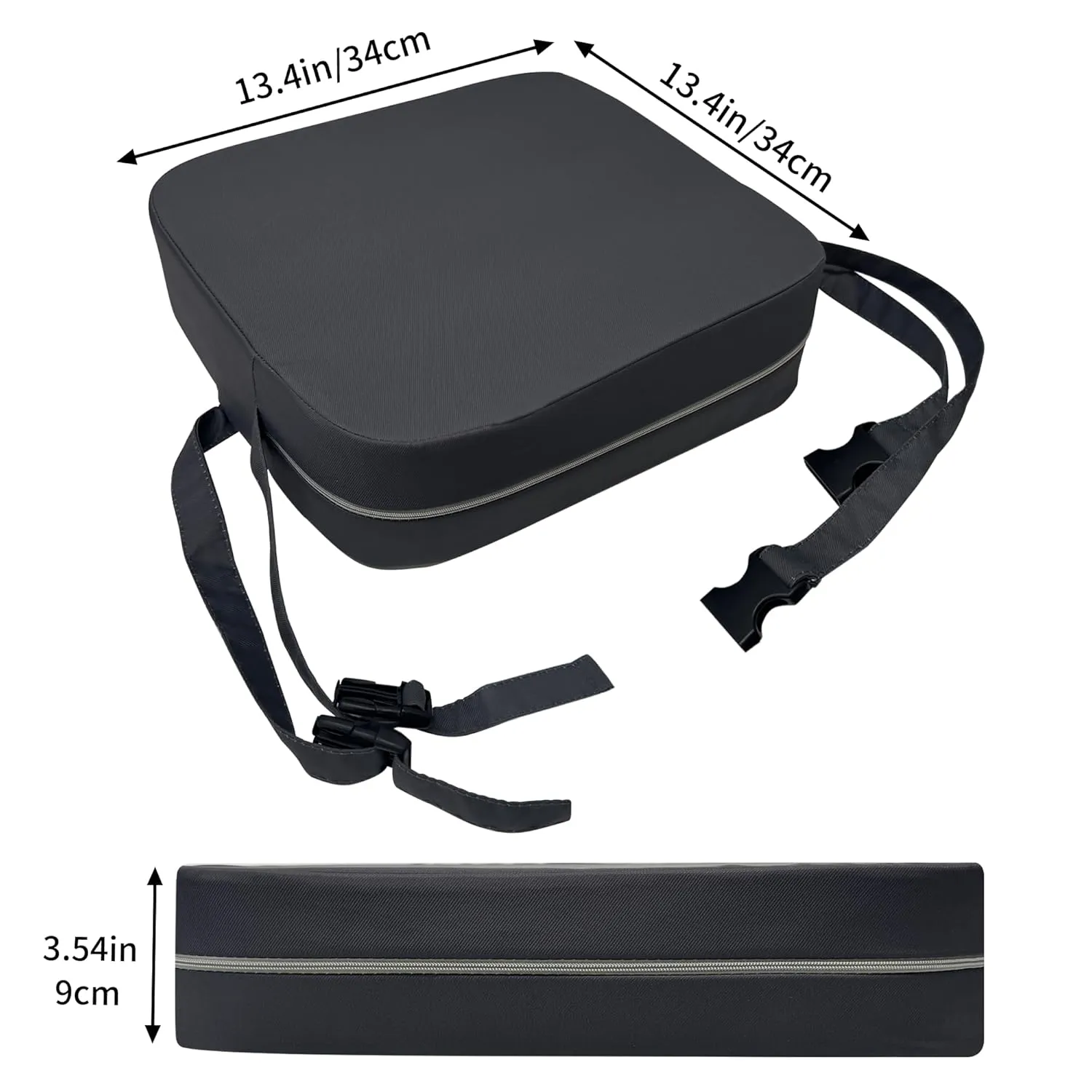 Toddler Booster Seat for Kitchen Chair, 3.5" Oxford Foam Cushion, Non-Slip Base, Adjustable Straps, Portable Dining Booster for Self-Feeding Toddlers at Home or on The Go (Dark Grey)