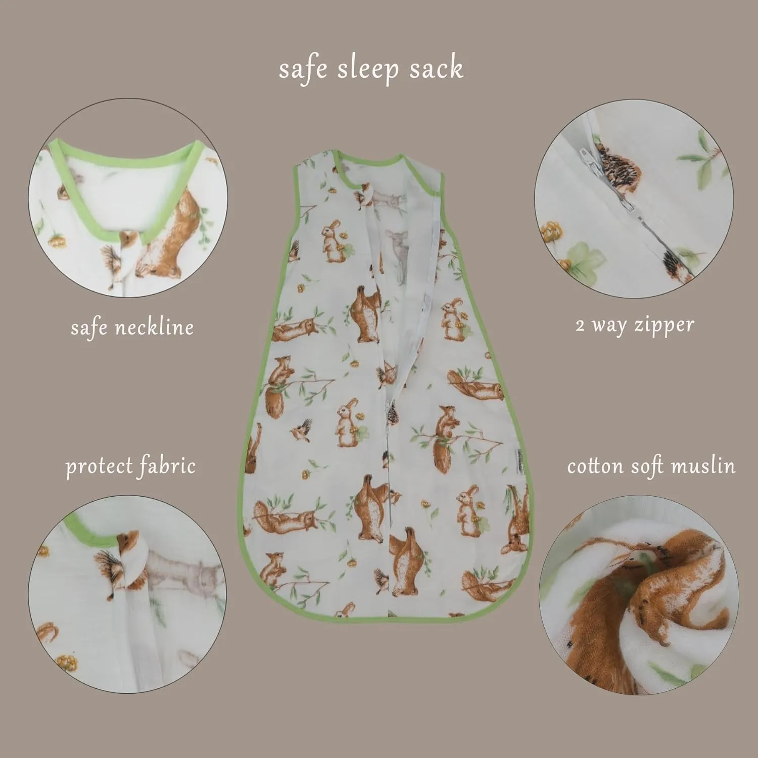 Toddler Muslin Cotton Sleep Sack 0.5-0.7 TOG – Sleeveless Wearable Blanket for Baby & Toddler (3-5T), Breathable Lightweight Sleep Sack with 4-Layer Front & 2-Layer Back, Soft All-Season Sleeping Bag