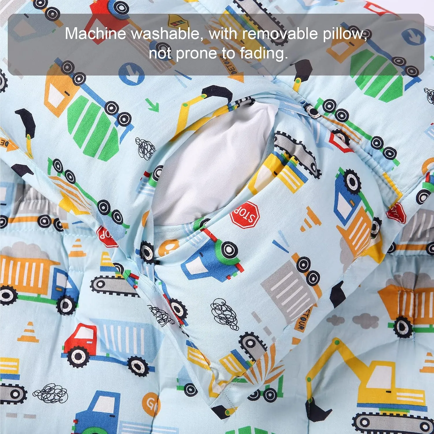 Toddler Nap Mat with Removable Pillow and Minky Blanket,Soft Rolled Napping Mats for Boys and Girls,Lightweight Daycare,Preschool,Travel Toddler Sleeping Slumber Bag-50”×20”(Truck and Digger)