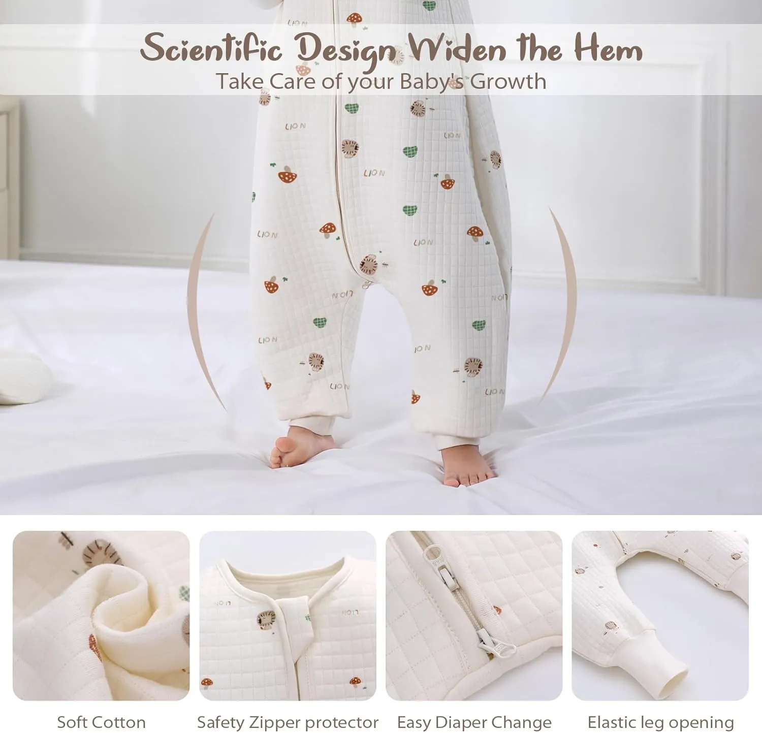 Toddler Sleep Sack with Feet 1.0 Tog Sleep Sack Toddler Sleeping Sack with Legs Baby Sleeping Bag for Early Walkers