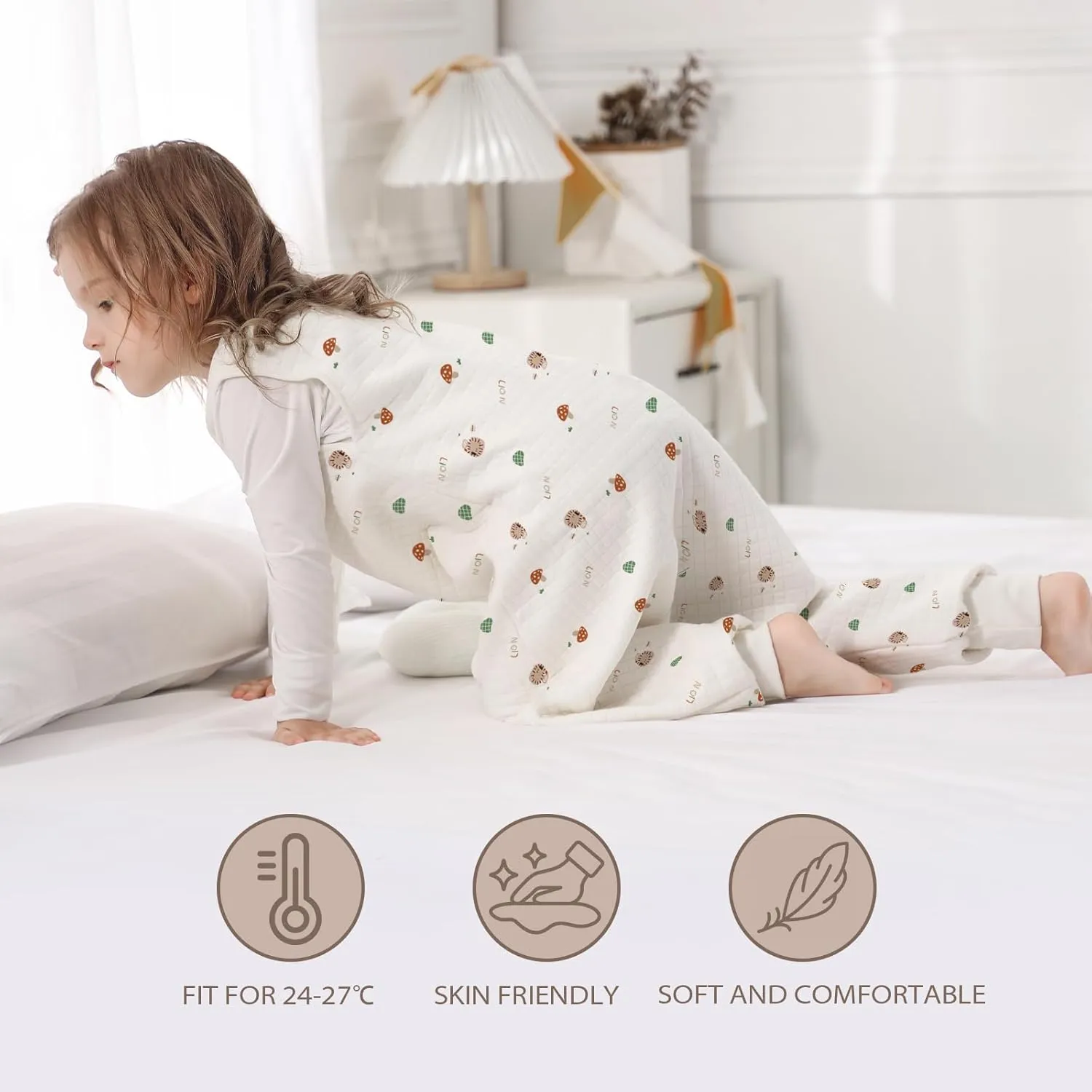 Toddler Sleep Sack with Feet 1.0 Tog Sleep Sack Toddler Sleeping Sack with Legs Baby Sleeping Bag for Early Walkers
