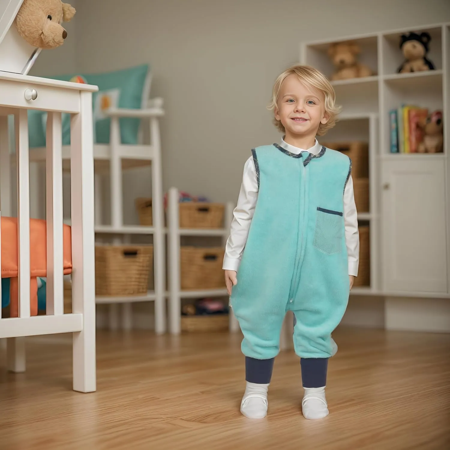 Toddler Sleeping Sack with Feet (3-6 Year) Fleece Warm 4 Seasons Baby Walking Sleeping Bag Infant Wearable Blanket With Leg Tog 2.0 Soft Sleeper