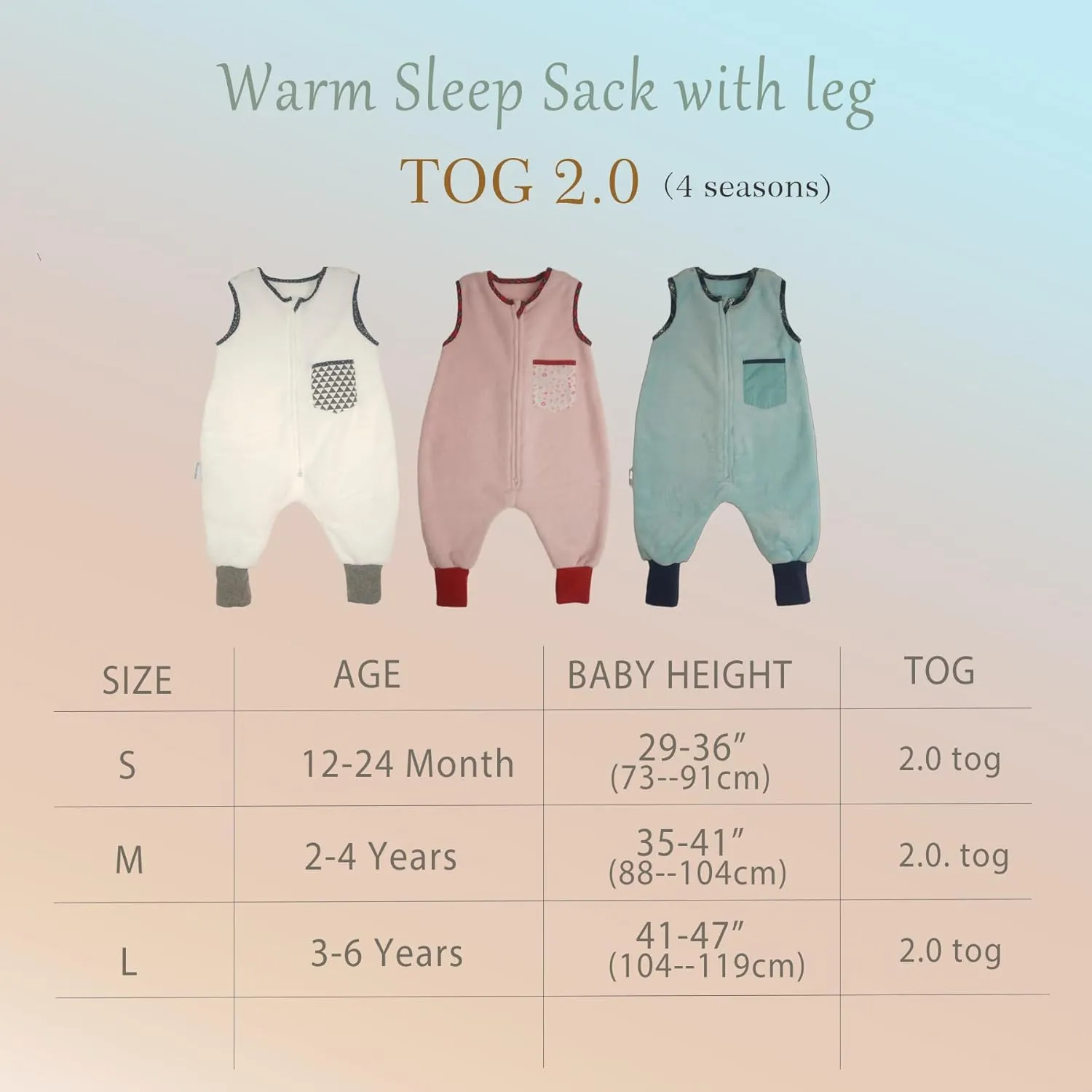 Toddler Sleeping Sack with Feet (3-6 Year) Fleece Warm 4 Seasons Baby Walking Sleeping Bag Infant Wearable Blanket With Leg Tog 2.0 Soft Sleeper