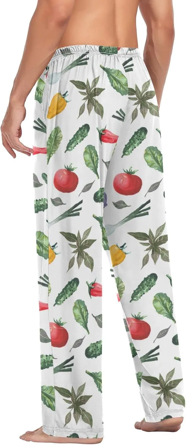 Tomato Hot Pepper Chili Pajama Pants Green Onion Cabbage Men's Pajama Bottoms Lounge Sleepwear PJs Casual Sleep Pants S