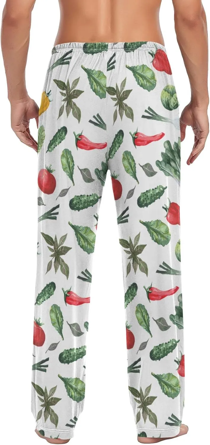 Tomato Hot Pepper Chili Pajama Pants Green Onion Cabbage Men's Pajama Bottoms Lounge Sleepwear PJs Casual Sleep Pants S