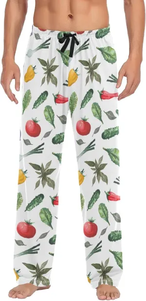 Tomato Hot Pepper Chili Pajama Pants Green Onion Cabbage Men's Pajama Bottoms Lounge Sleepwear PJs Casual Sleep Pants S
