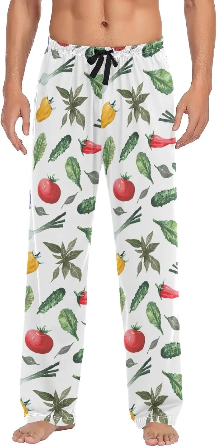 Tomato Hot Pepper Chili Pajama Pants Green Onion Cabbage Men's Pajama Bottoms Lounge Sleepwear PJs Casual Sleep Pants S