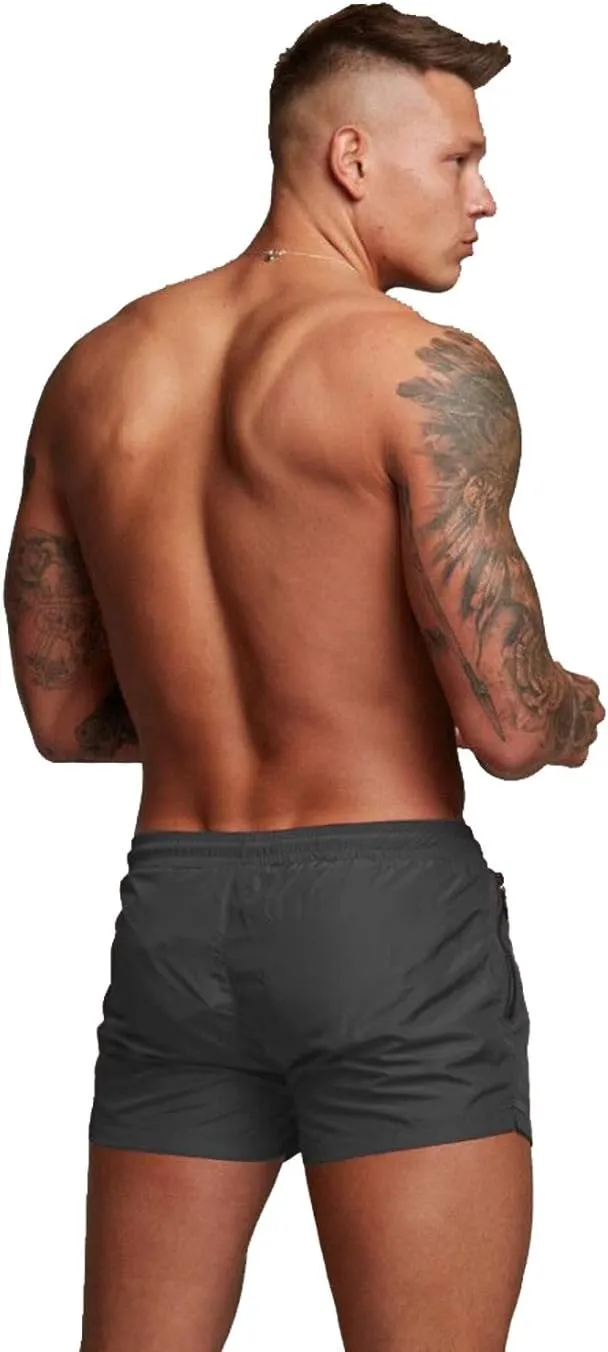 TONLEN Mens Swimwear Sports Shorts Swim Trunks with Zipper Pockets