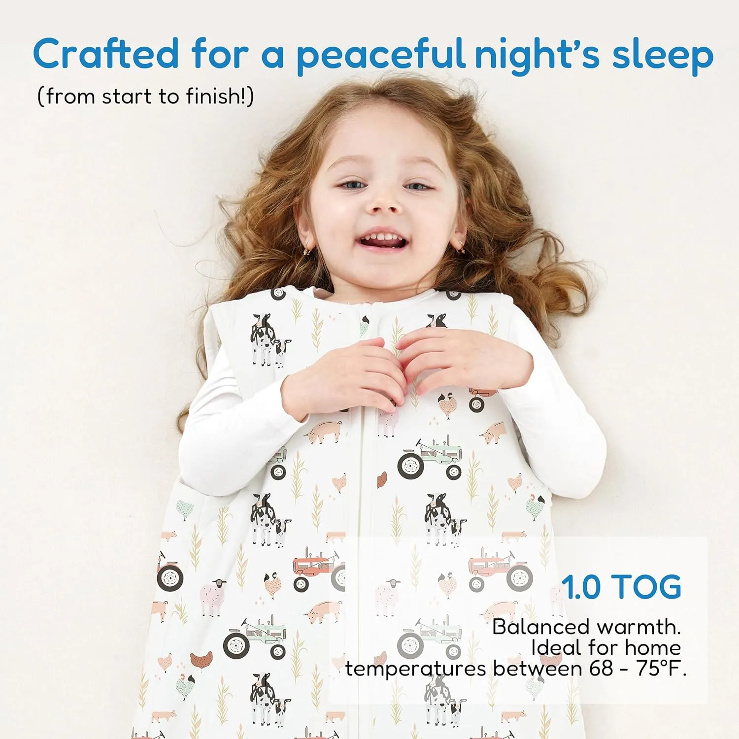 TotAha 1.0 TOG Toddler Sleep Sack 2T-3T-4T for Girls Boys, Buttery Soft Sleeping Sacks with 2-Way Safe Zipper, Premium All Season Sleep Bag, Farm
