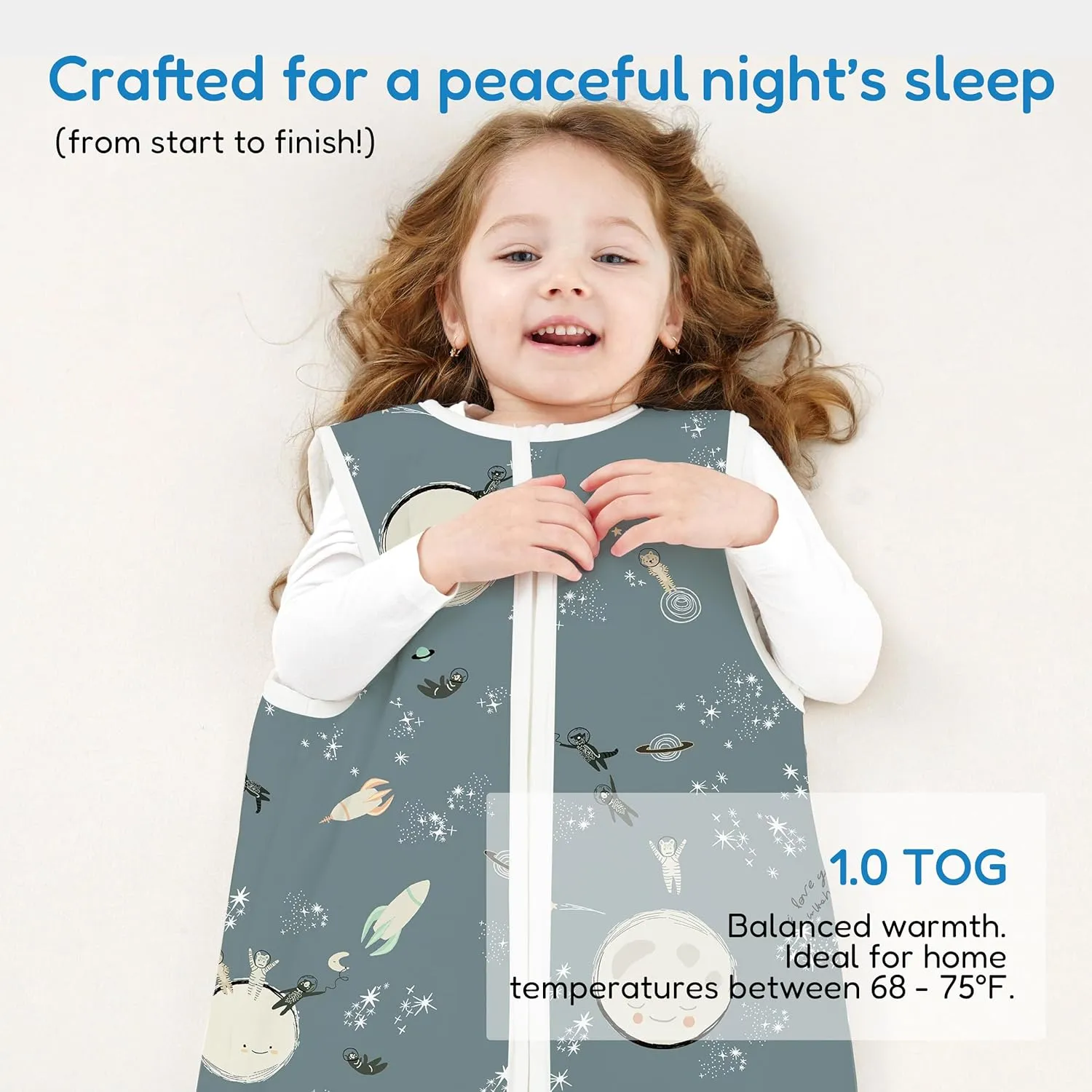 TotAha Grey Space 1.0 TOG Toddler Sleep Sack 2T-3T-4T for Girls Boys, Buttery Soft Sleeping Sacks with 2-way Safe Zipper, Premium All Season Sleep Bag