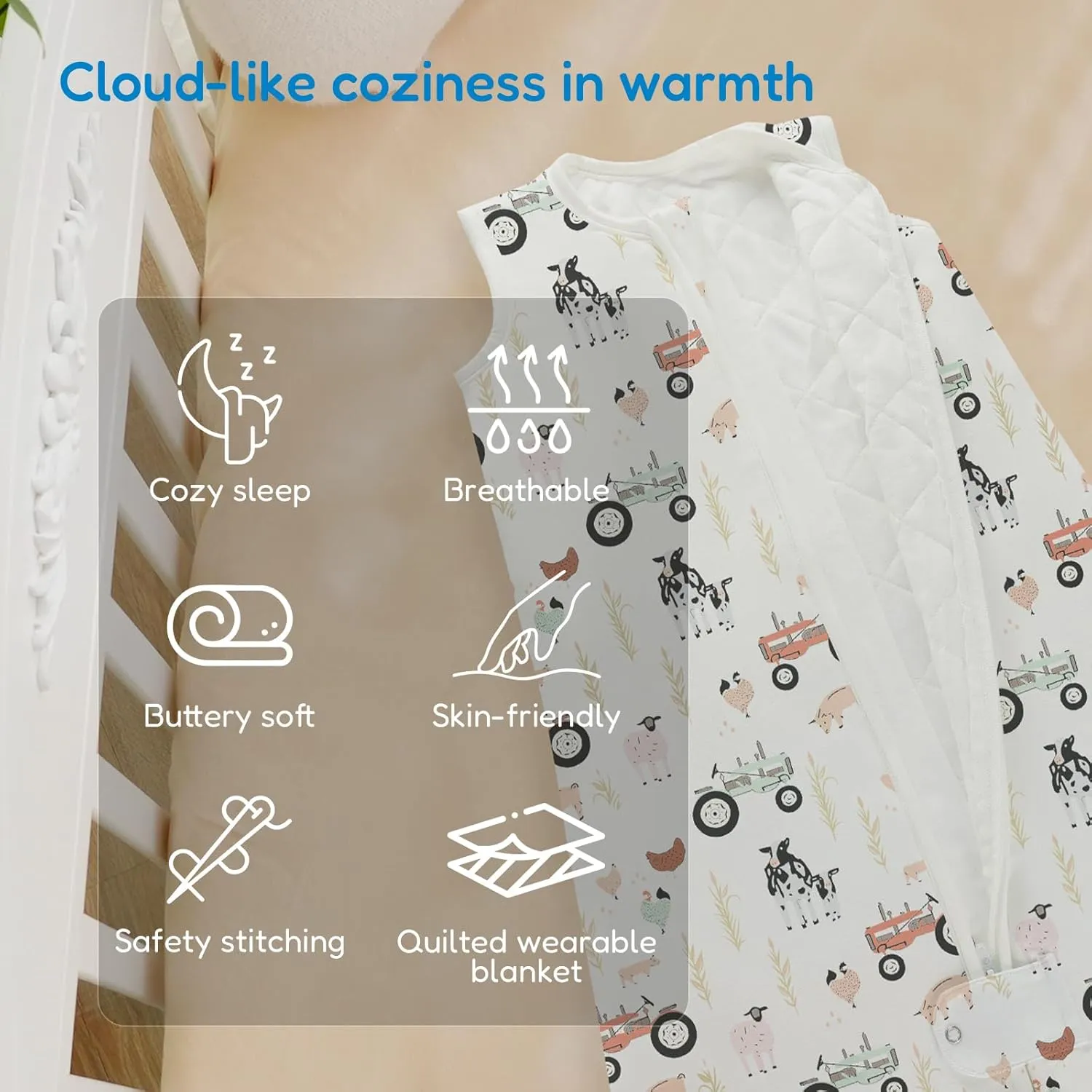 TotAha Sleep Sack 0-6 Months 1.0 TOG, Unisex Buttery Soft Sleeping Sacks with 2-Way Safe Zipper, Premium Winter Sleep Bag