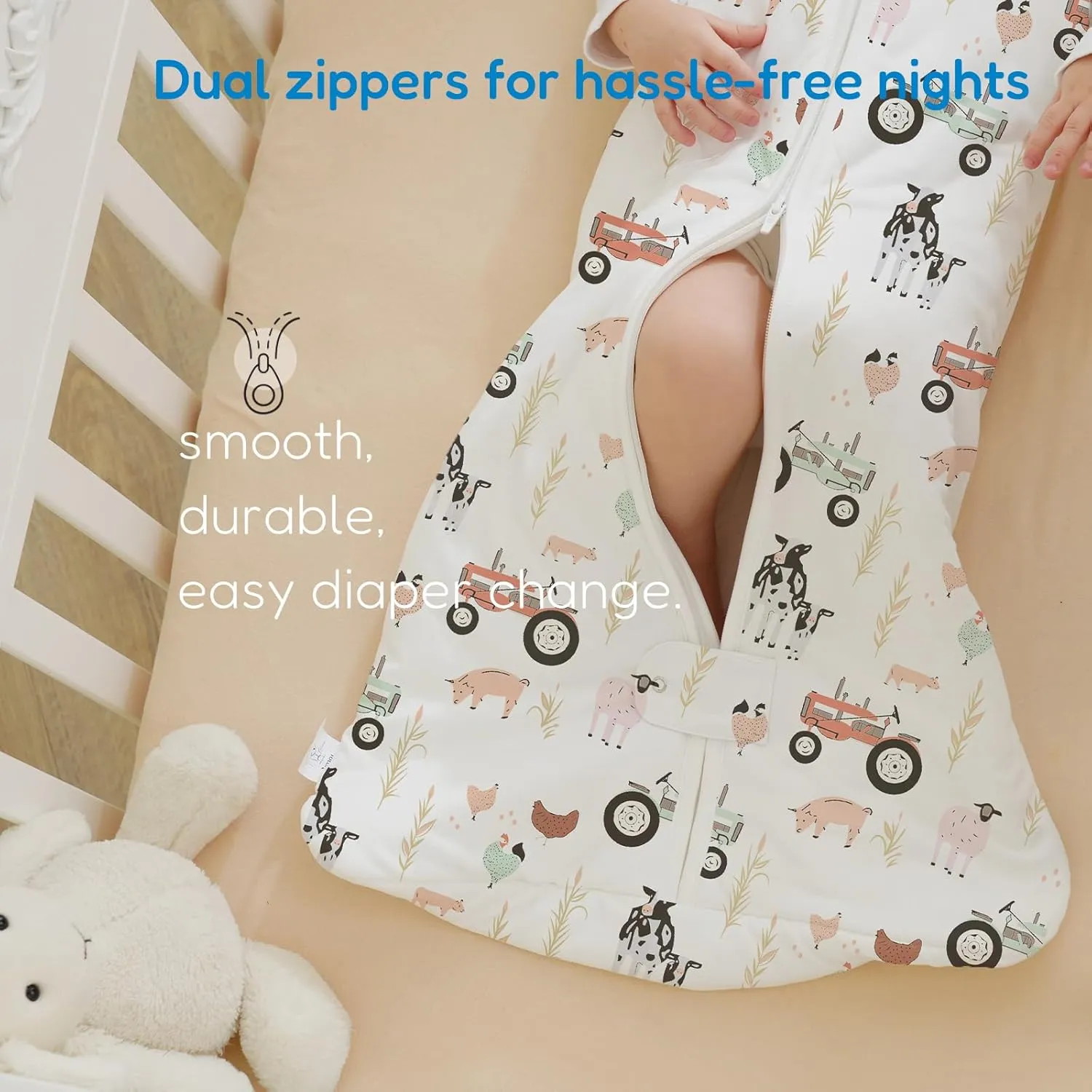 TotAha Sleep Sack 0-6 Months 1.0 TOG, Unisex Buttery Soft Sleeping Sacks with 2-Way Safe Zipper, Premium Winter Sleep Bag
