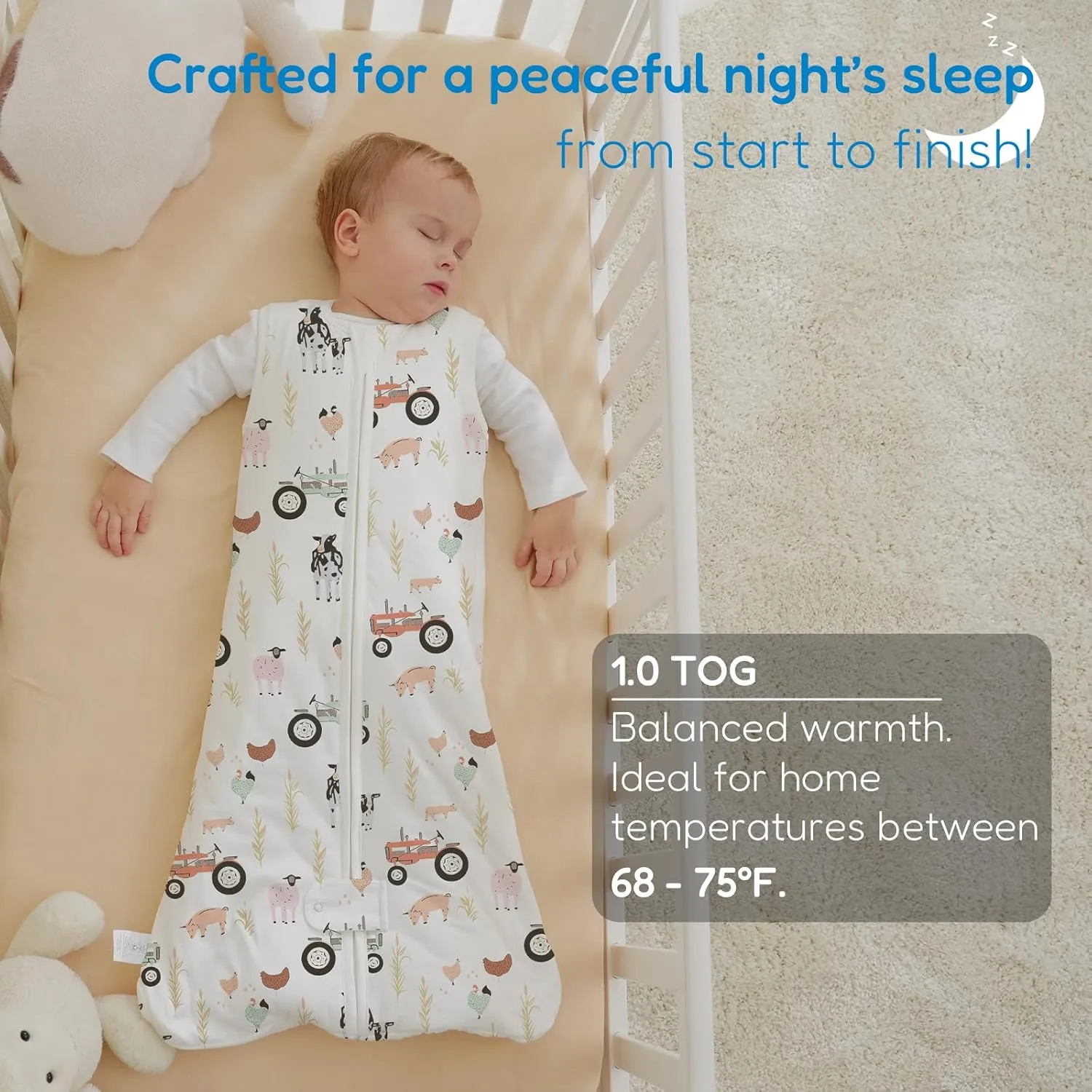 TotAha Sleep Sack 0-6 Months 1.0 TOG, Unisex Buttery Soft Sleeping Sacks with 2-Way Safe Zipper, Premium Winter Sleep Bag