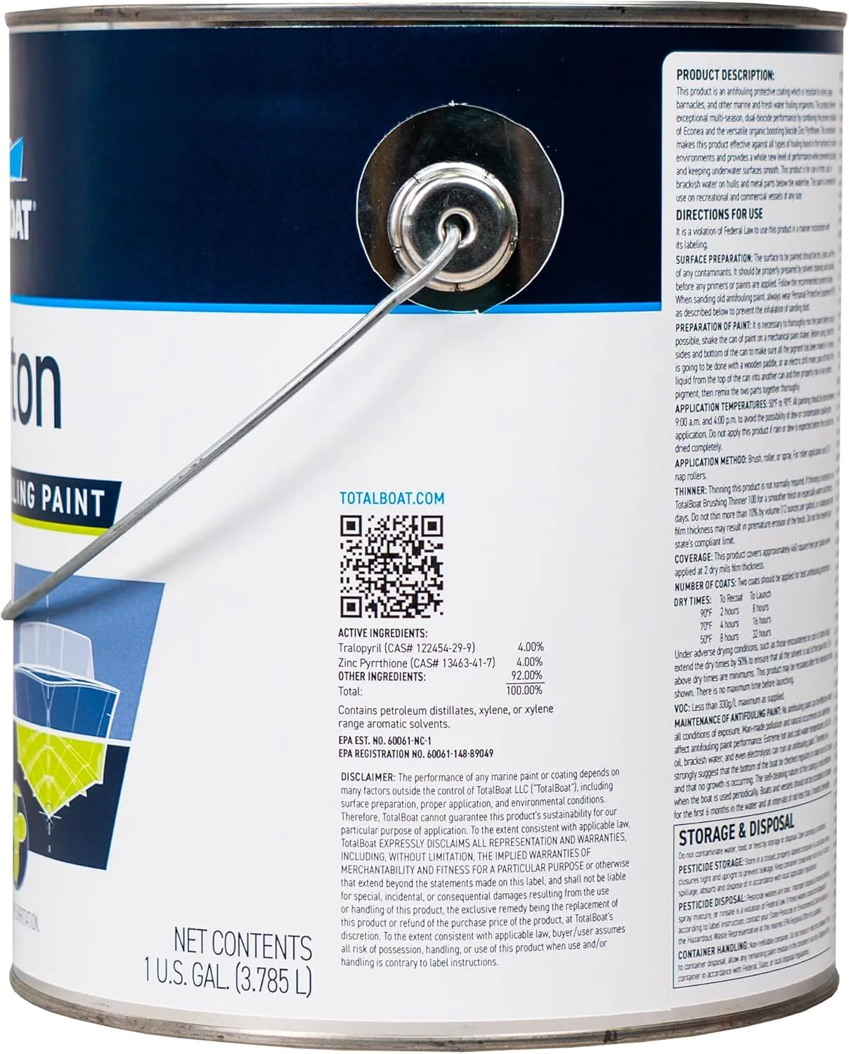 TotalBoat Krypton Copper Free Antifouling – Marine Ablative Boat Bottom Paint | For Fiberglass, Wood, Aluminum & Steel Boats | Ideal for Outdrives & Trim Tabs (Black, Gallon)