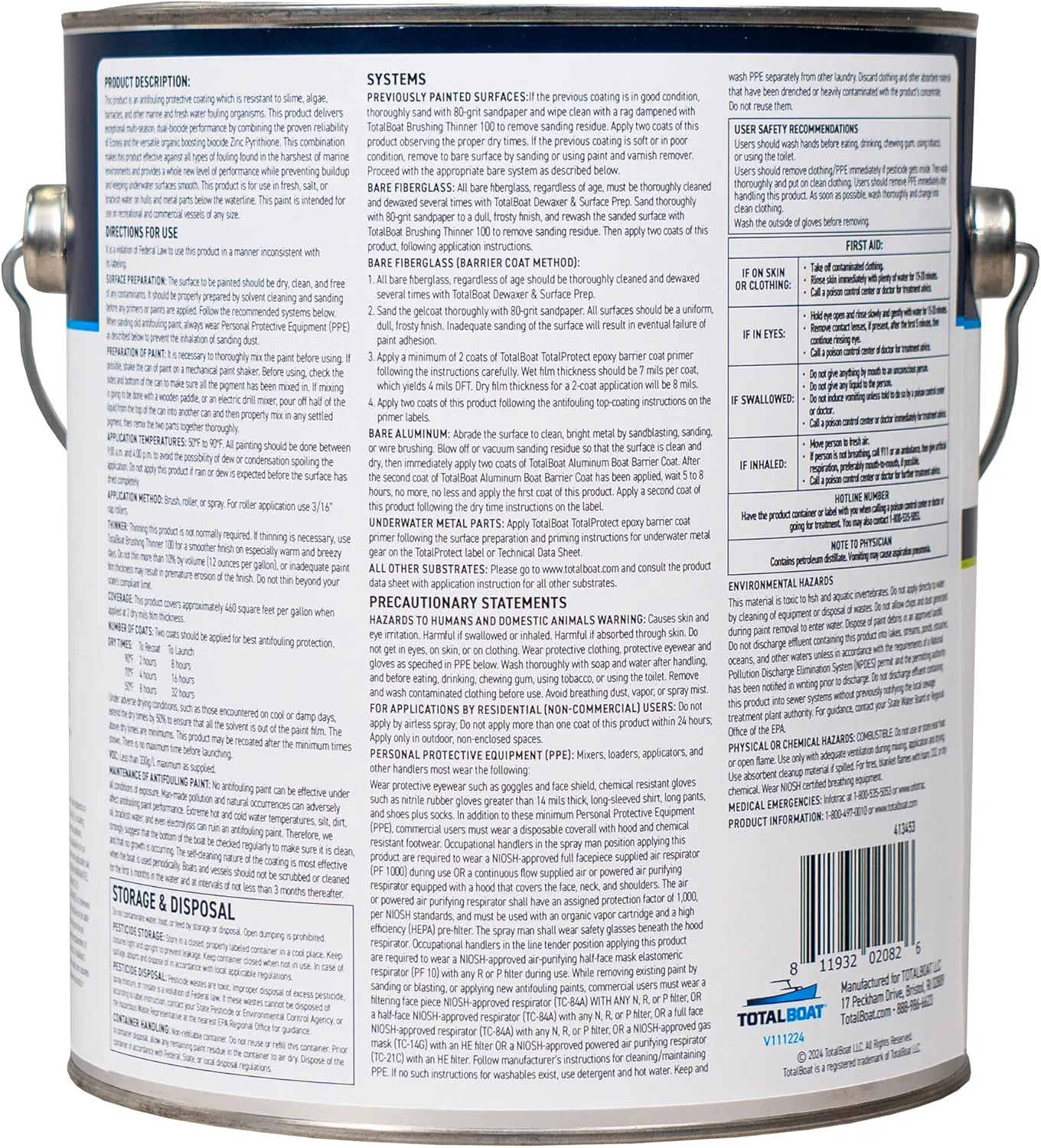 TotalBoat Krypton Copper Free Antifouling – Marine Ablative Boat Bottom Paint | For Fiberglass, Wood, Aluminum & Steel Boats | Ideal for Outdrives & Trim Tabs (Black, Gallon)