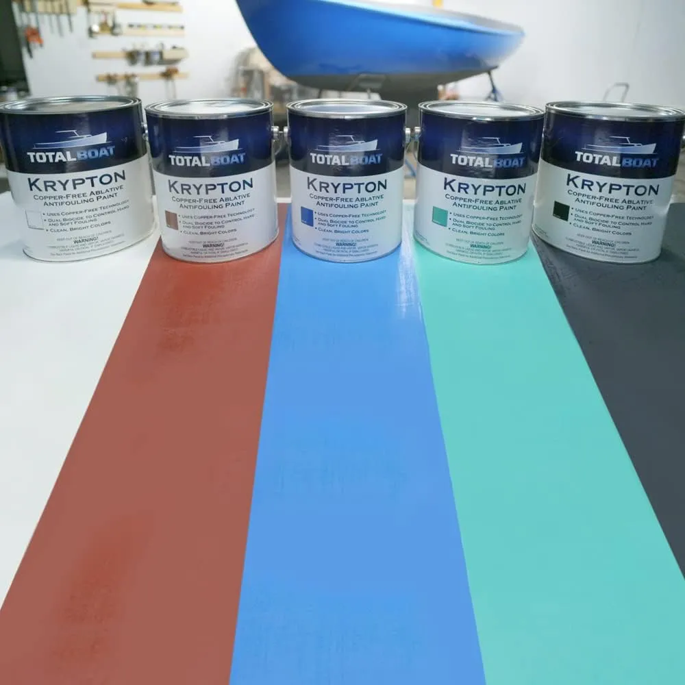 TotalBoat Krypton Copper Free Antifouling – Marine Ablative Boat Bottom Paint | For Fiberglass, Wood, Aluminum & Steel Boats | Ideal for Outdrives & Trim Tabs (Black, Gallon)