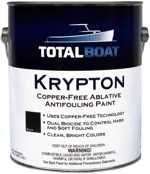 TotalBoat Krypton Copper Free Antifouling – Marine Ablative Boat Bottom Paint | For Fiberglass, Wood, Aluminum & Steel Boats | Ideal for Outdrives & Trim Tabs (Black, Gallon)