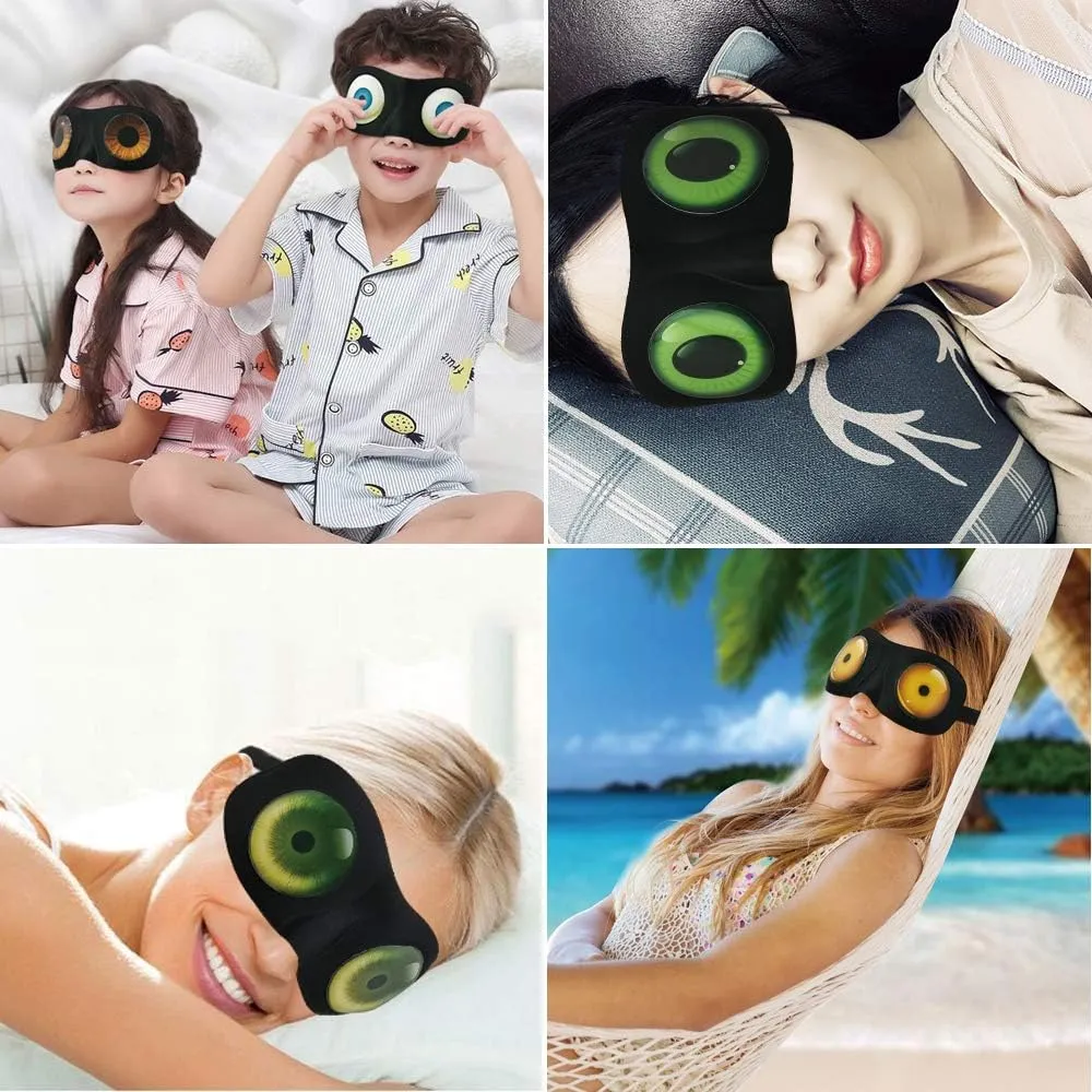 Tphon Eye Sleep Mask Funny Blindfold for Women Men Kid, Upgraded 3D Contoured 100% Blackout Sleeping Mask with Adjustable Strap, Soft Night Blindfold Eye Shades for Travel Naps Shift Works Games