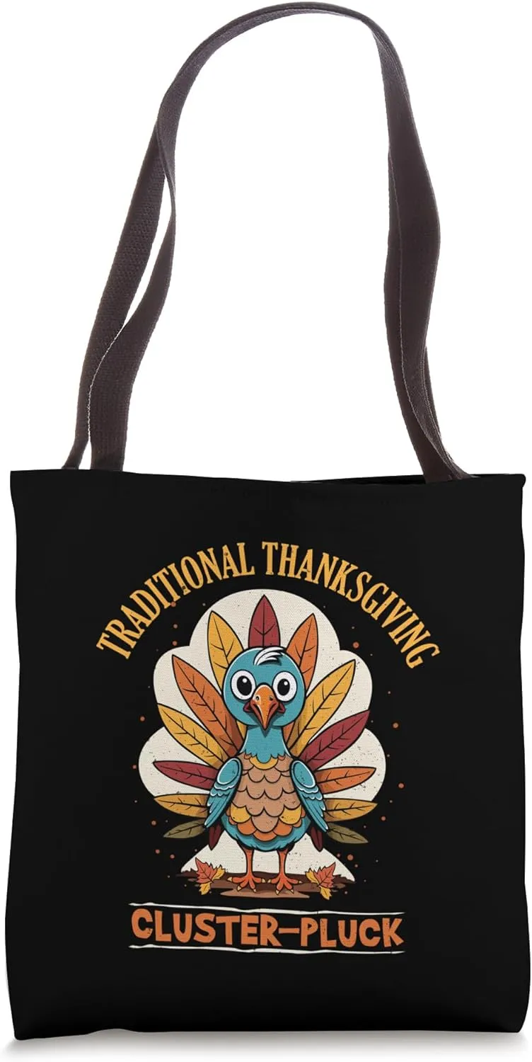 Traditional Thanksgiving Cluster-Pluck Funny Turkey Pun Tote Bag