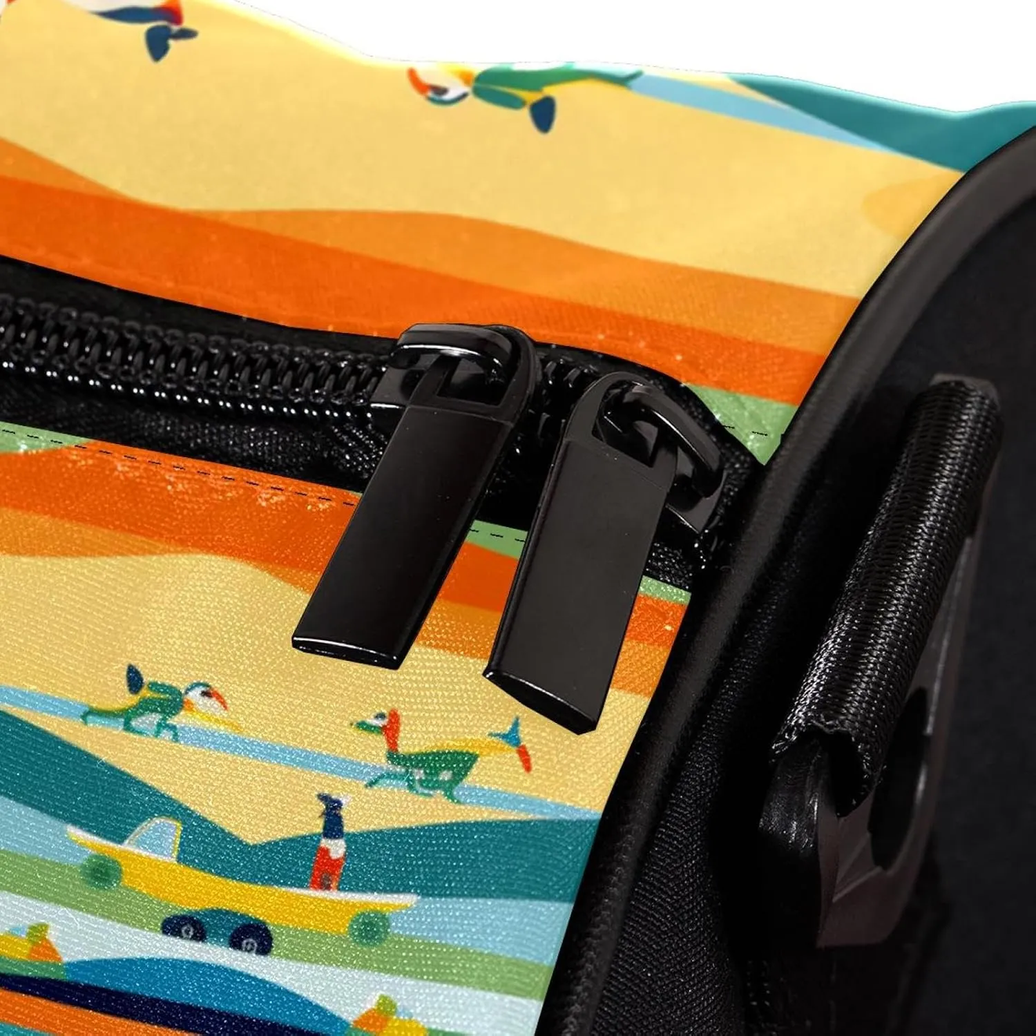 Travel Bag,Mens Gym Bag,Womens Gym Bag,Blue Yellow Green Striped Fox,Sports Bag