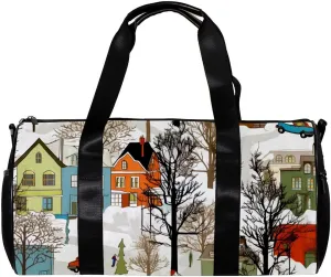 Travel Bag,Mens Gym Bag,Womens Gym Bag,Bright Houses Tree,Sports Bag