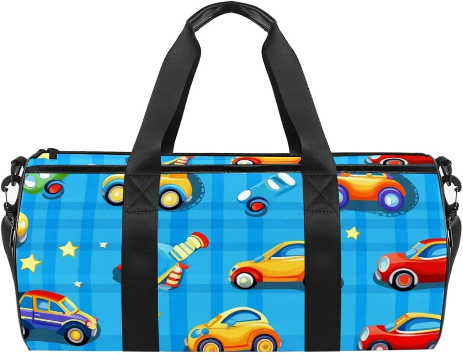 Travel Bag,Mens Gym Bag,Womens Gym Bag,Cartoon Car Line Grid,Sports Bag