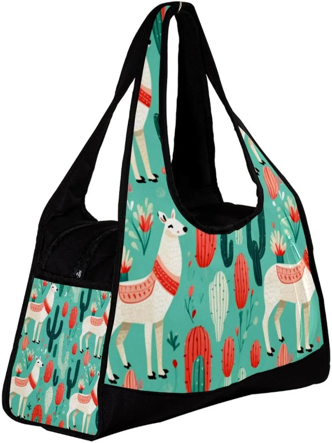 Travel Bag,Mens Gym Bag,Womens Gym Bag,Cartoon Llama Green Desert,Sports Bag