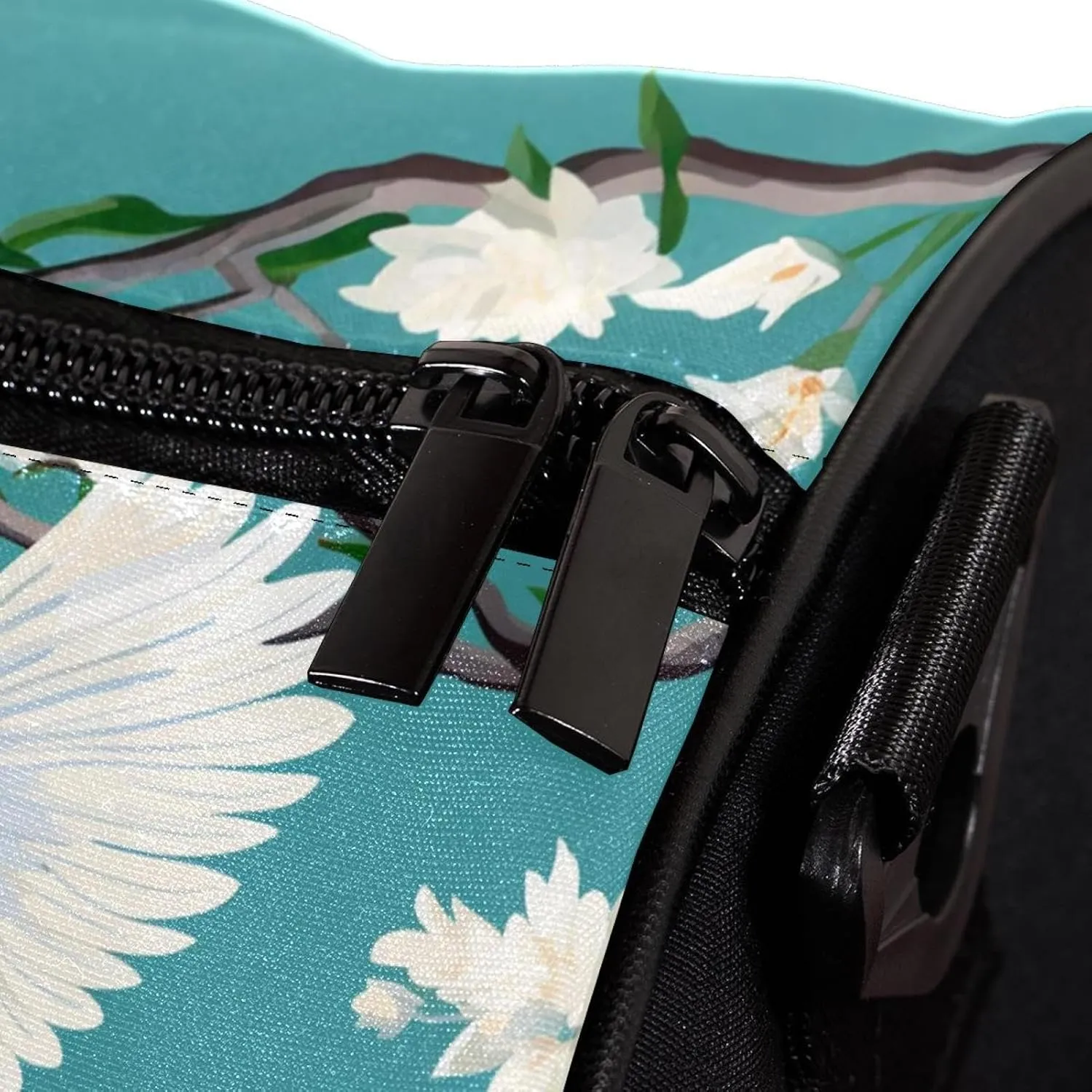 Travel Bag,Mens Gym Bag,Womens Gym Bag,Crane Floral Green Background,Sports Bag