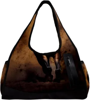 Travel Bag,Mens Gym Bag,Womens Gym Bag,Dark Background Black Horse,Sports Bag