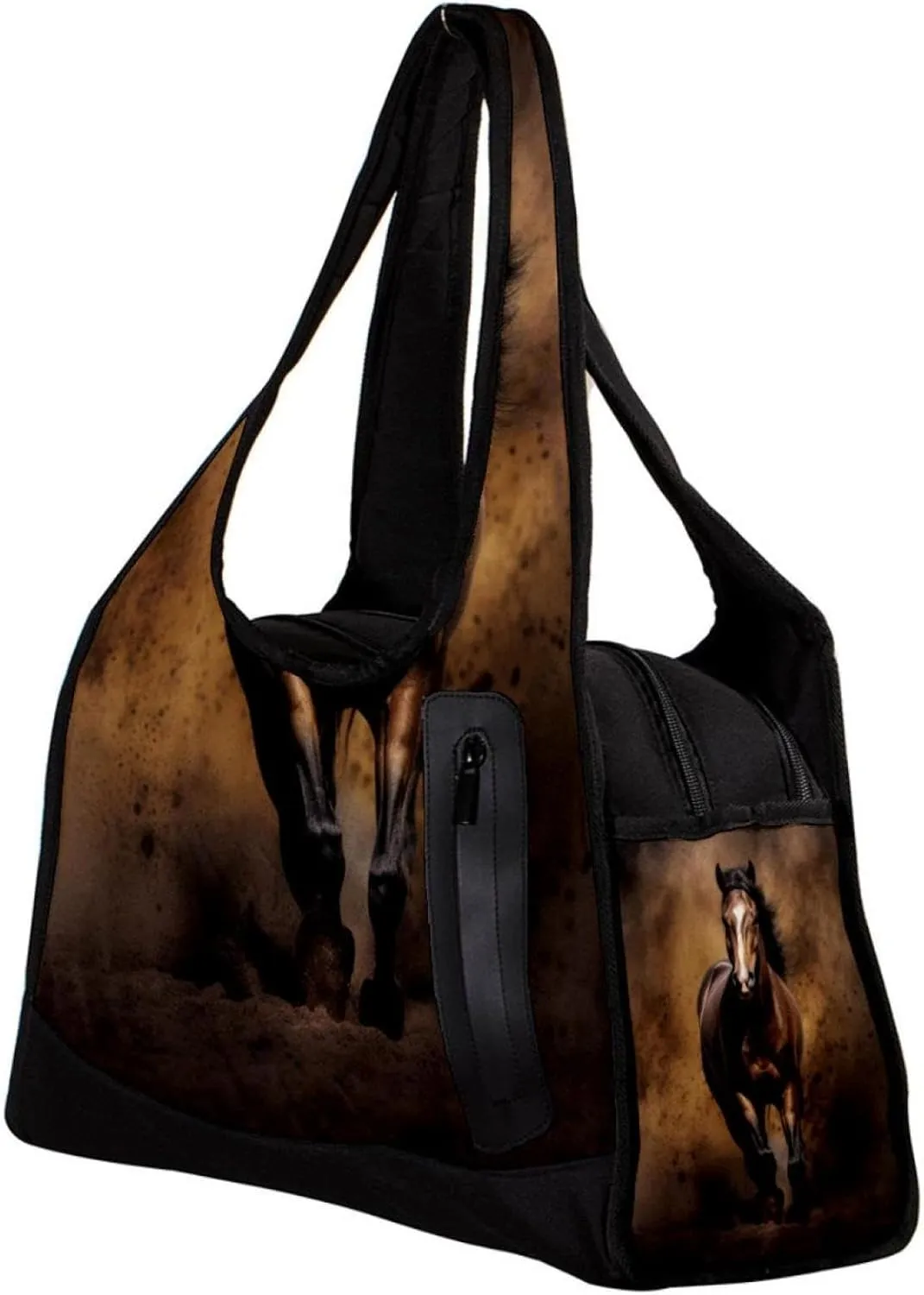 Travel Bag,Mens Gym Bag,Womens Gym Bag,Dark Background Black Horse,Sports Bag