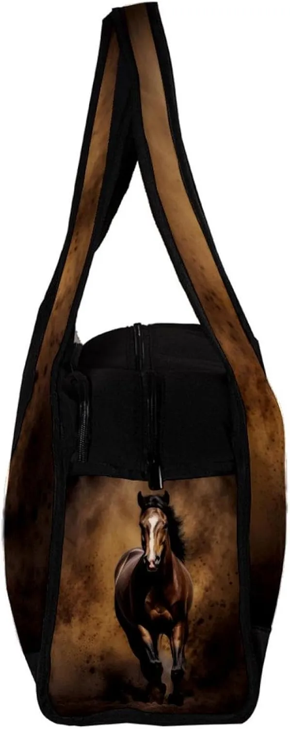 Travel Bag,Mens Gym Bag,Womens Gym Bag,Dark Background Black Horse,Sports Bag