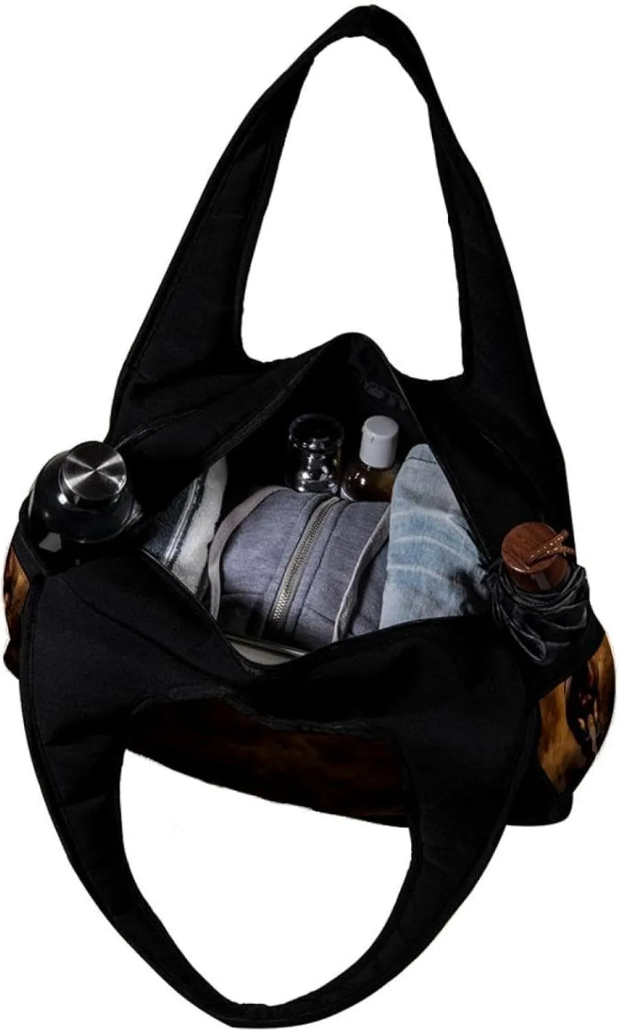 Travel Bag,Mens Gym Bag,Womens Gym Bag,Dark Background Black Horse,Sports Bag