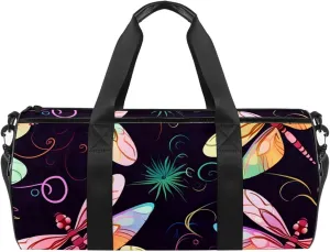 Travel Bag,Mens Gym Bag,Womens Gym Bag,Dragonfly and Flower,Sports Bag