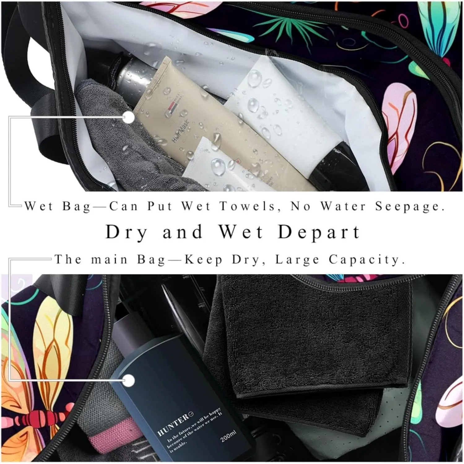 Travel Bag,Mens Gym Bag,Womens Gym Bag,Dragonfly and Flower,Sports Bag
