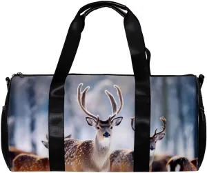 Travel Bag,Mens Gym Bag,Womens Gym Bag,Family Forest Noble Deer,Sports Bag