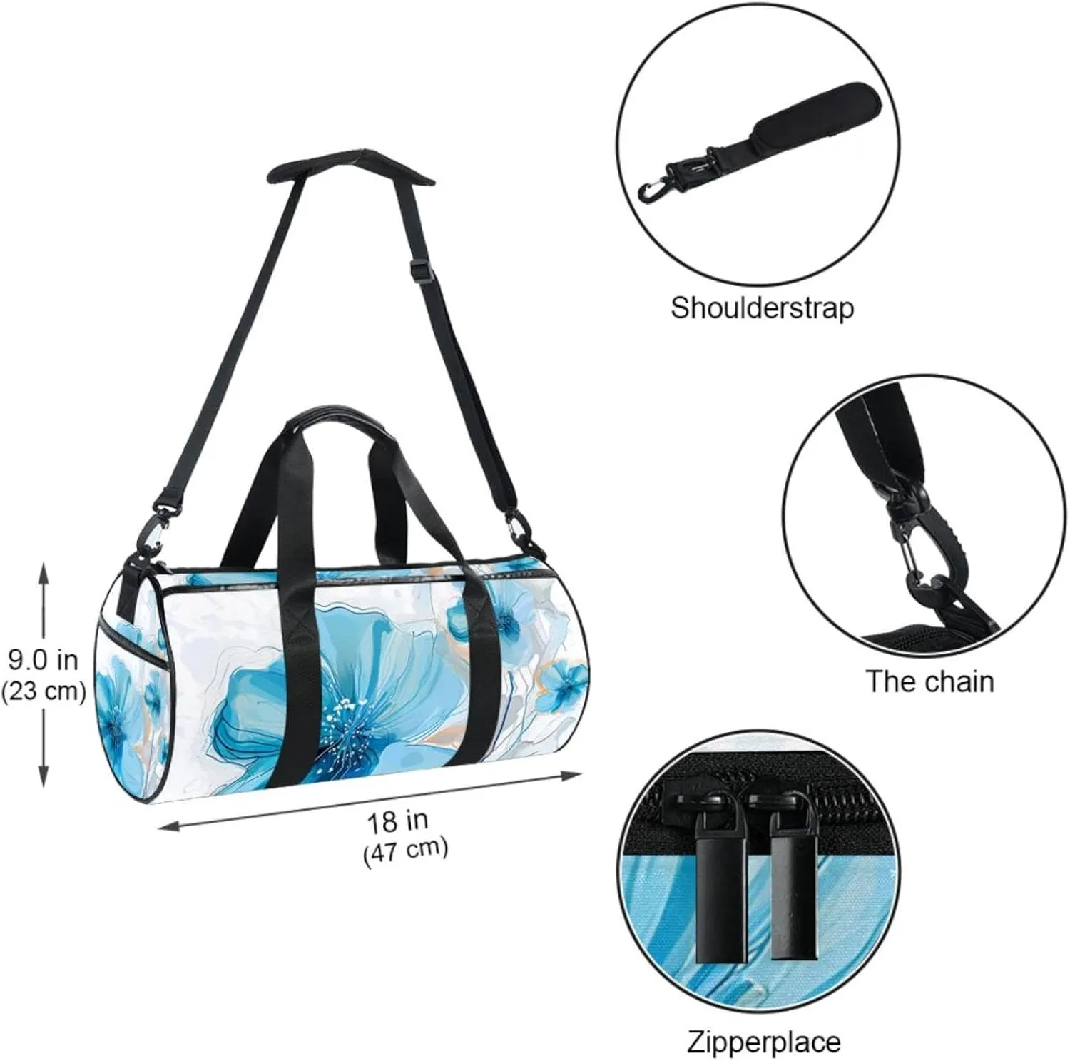 Travel Bag,Mens Gym Bag,Womens Gym Bag,Flower Blossoms in Pastel,Sports Bag