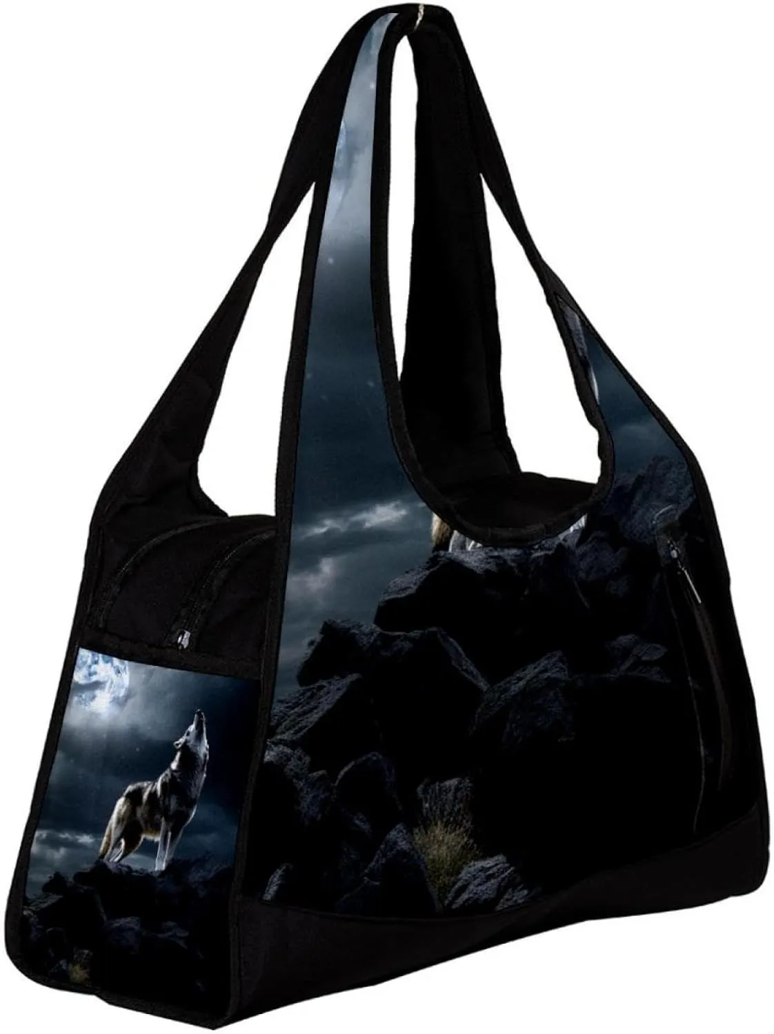 Travel Bag,Mens Gym Bag,Womens Gym Bag,Wolf Moon Galaxy,Sports Bag