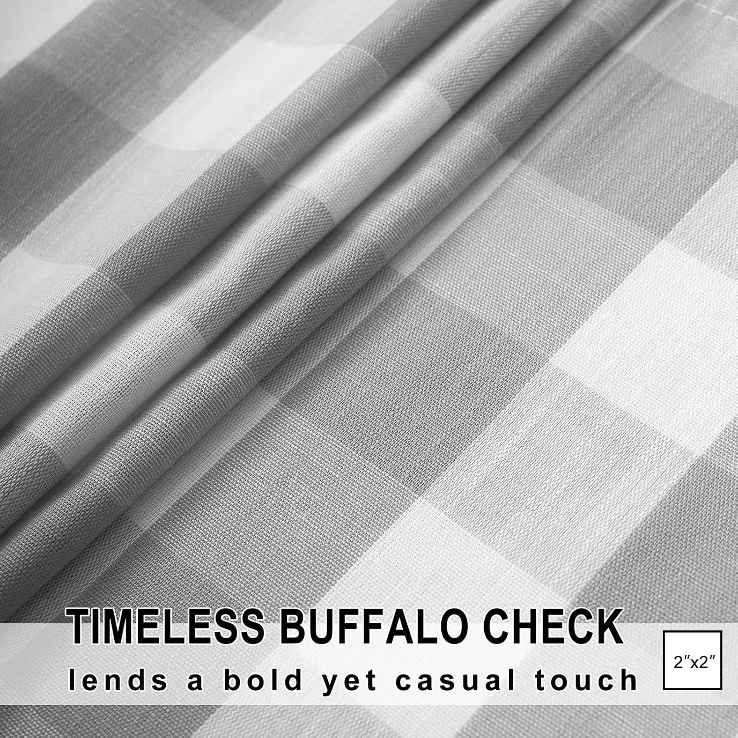 Treatmentex Grey-White Check Kitchen Tier Curtains - 24 inch Length Short Semi Sheer Cafe Curtains for Basement, Laundry Room, Bathroom Windows - 27w x 24l - 2 Panels Rod Pocket