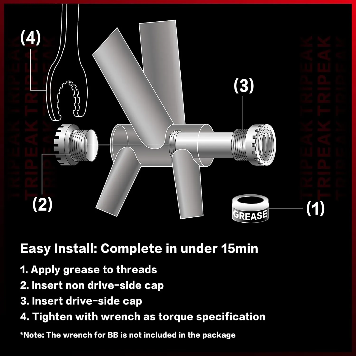 TRiPEAK Bottom Bracket BSA/ITA/C60/CR1/T47, with Ceramic Bearings for 22mm SRAM Dub & 22/24mm GXP Crankset, Threaded BB Compatible with Trek, Giant, Specialized, Canyon, Campagnolo Frame